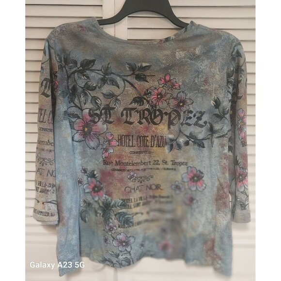 White Stag 3X Womans St. Tropez Graphic Top - 100% Cotton y2 Grandma Artsy - Picture 4 of 6